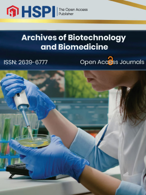 Cover of Archives of Biotechnology and Biomedicine showing laboratory researcher